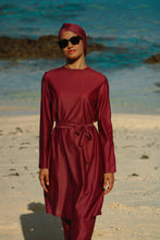 Afbeelding in Gallery-weergave laden, Burgundy Monogram Loose fit swimsuit